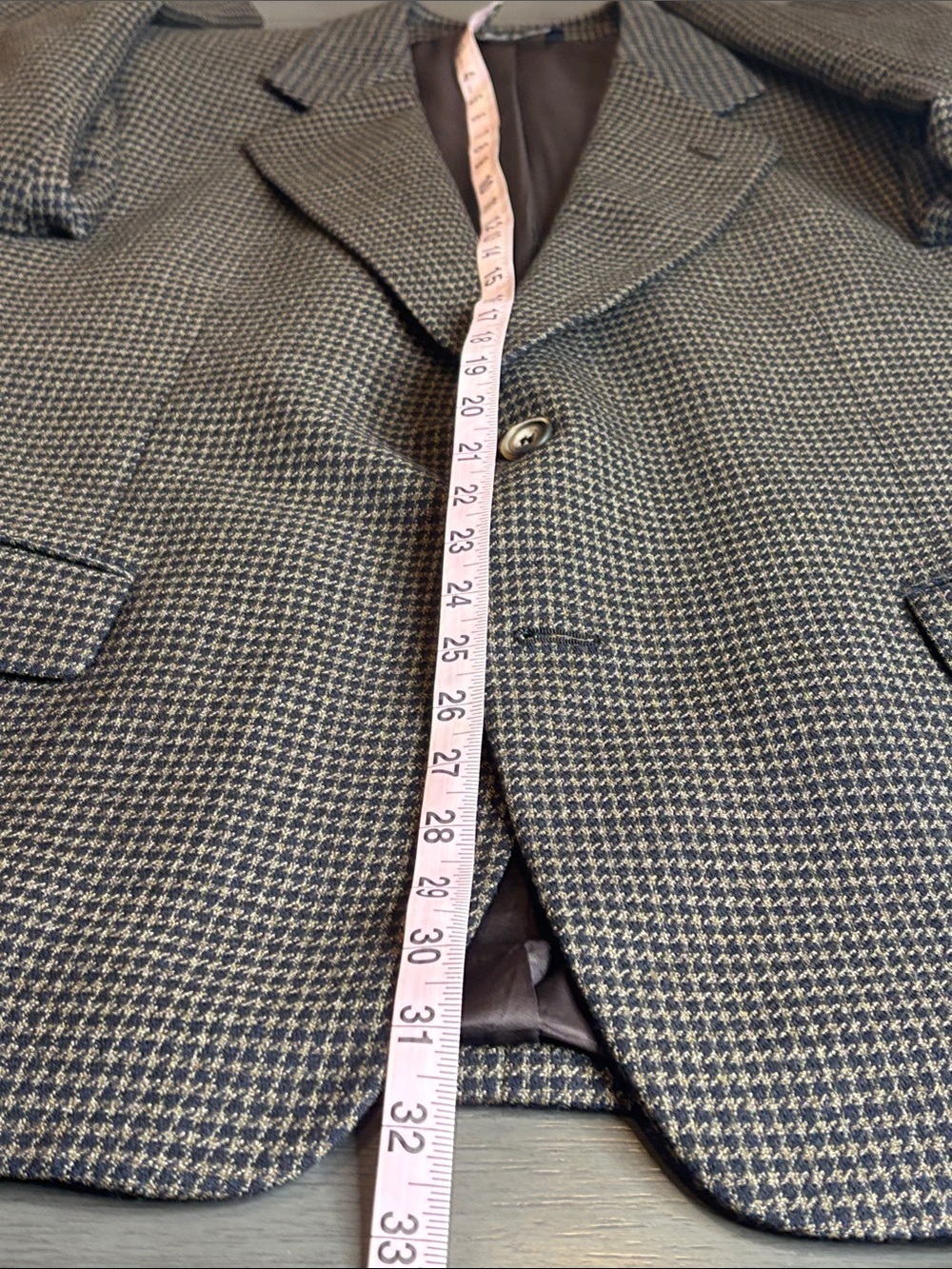 🤎Brown Houndstooth Sport Coat Wool Blazer Classic Tailored Mens 42S Vito Rufolo - Picture 12 of 15